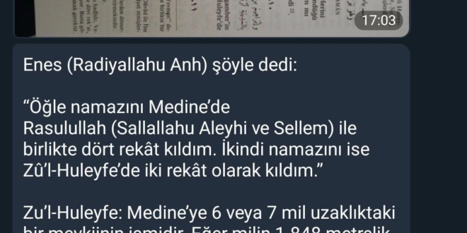 Zulhuleyfe De Kisaltilarak Kilinan Namaz Seferilik Mesafesinin Delili Olabilir Mi