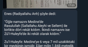 Zulhuleyfe De Kisaltilarak Kilinan Namaz Seferilik Mesafesinin Delili Olabilir Mi